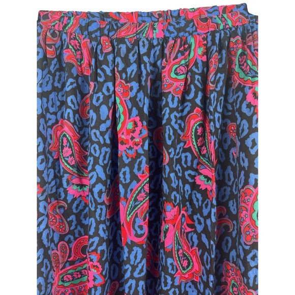 Land And Sea Vintage Ames Bold Blue Pink Floral Midi Elastic Waist Skirt M NWT - Picture 3 of 12